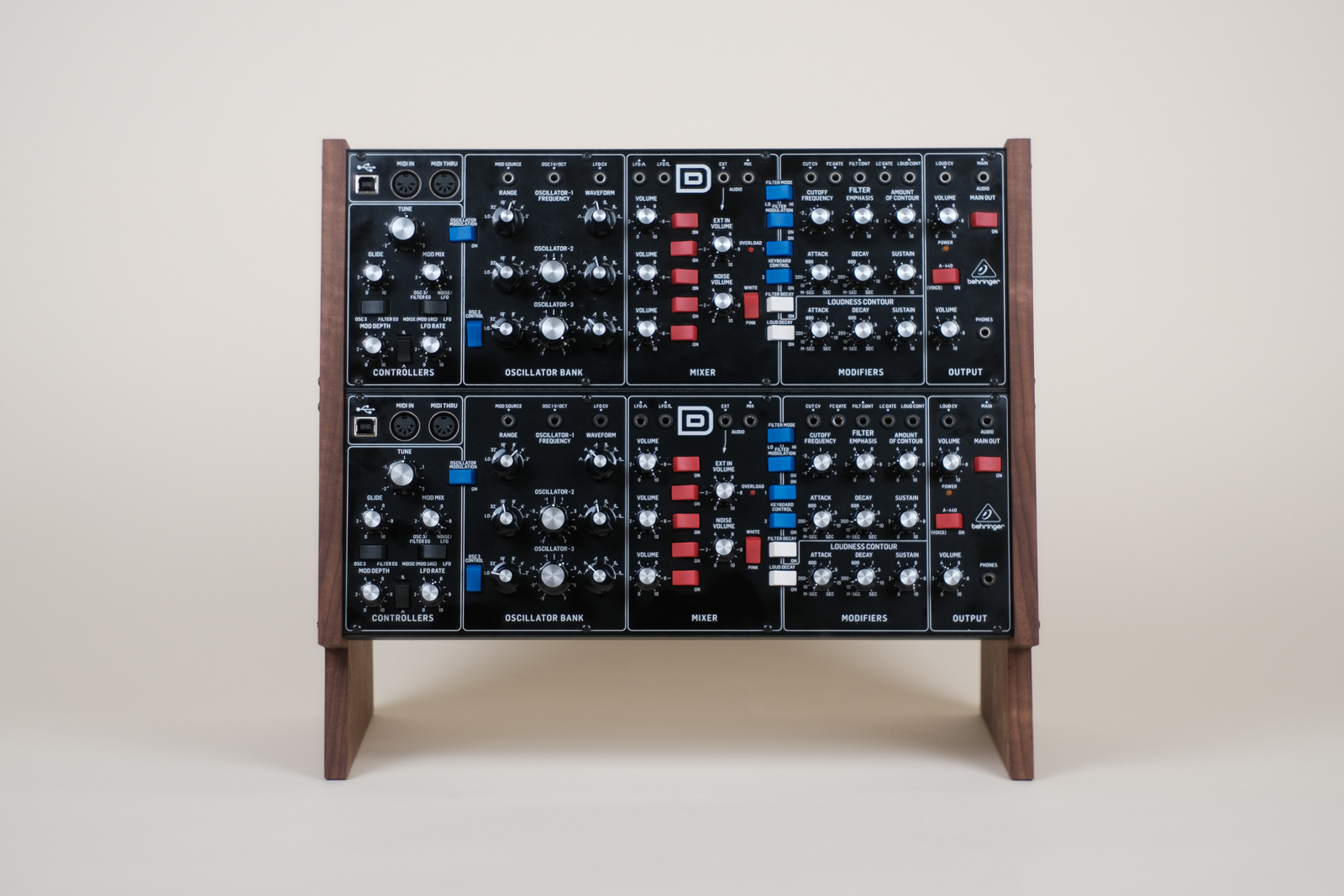 Behringer Synth Stand in Walnut - Double Flatback View 3